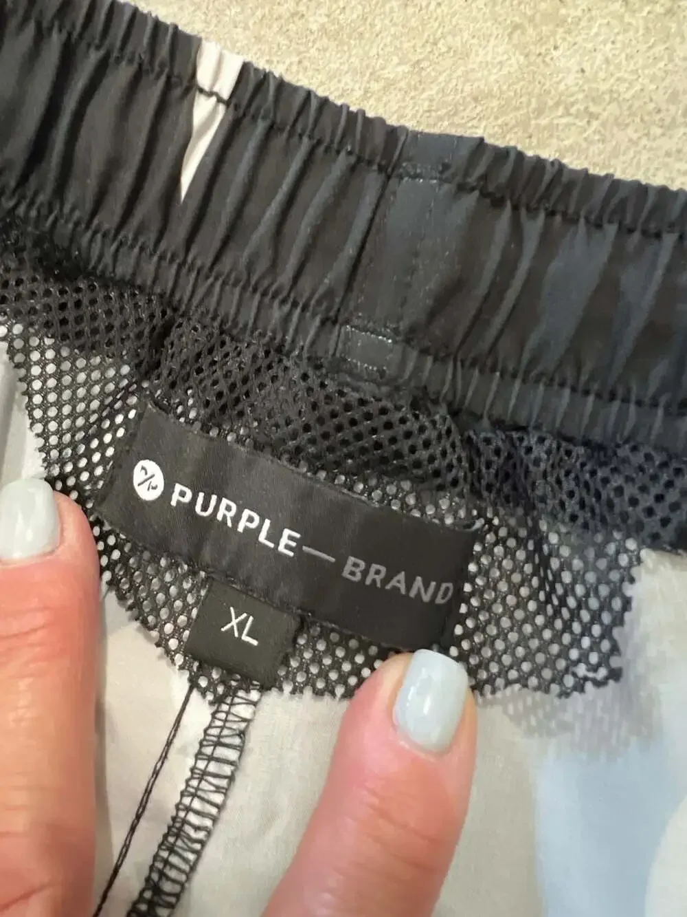 Purple Brand Monogram Swim Trunks Black White Logo Print XL Shorts
